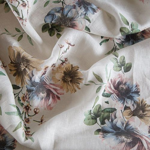 Лен натуральный 035-14443 молочный принтованный