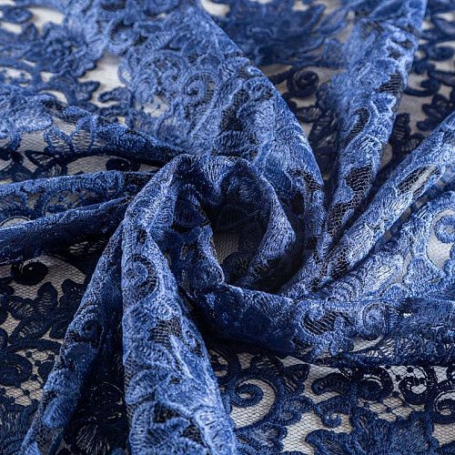 Гипюр на сетке К19-707 синий