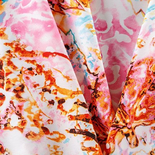 Креп 026-08169 молочный принтованный