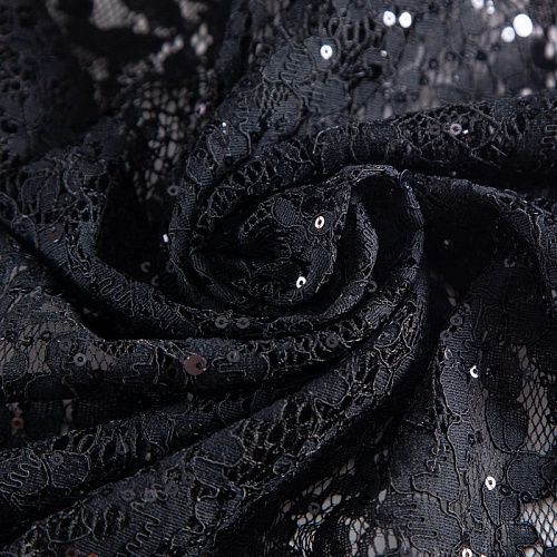 Кружево с пайетками 012-20756 черный