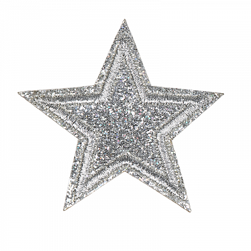 Термоаппликация вышитая TBY 6,5х6,5 см Звезда на глиттере S57 серебряный