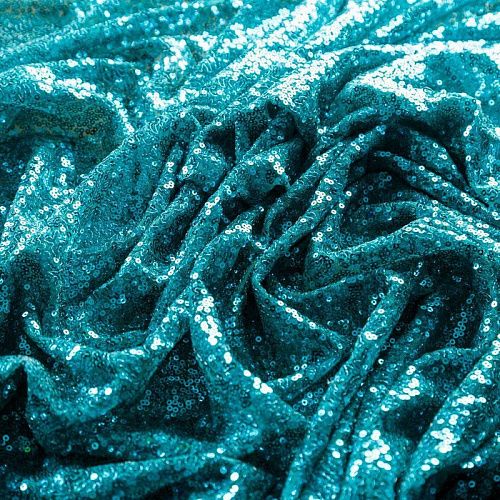 Пайетки на сетке 055-02829 темно-бирюзовый однотонный