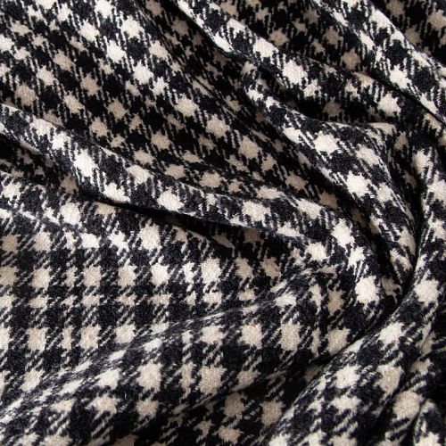 Ткань пальтовая 040-20248 молочно-черный клетка