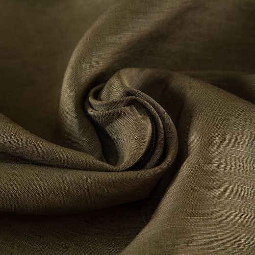 Лен натуральный 035-19890 хаки однотонный