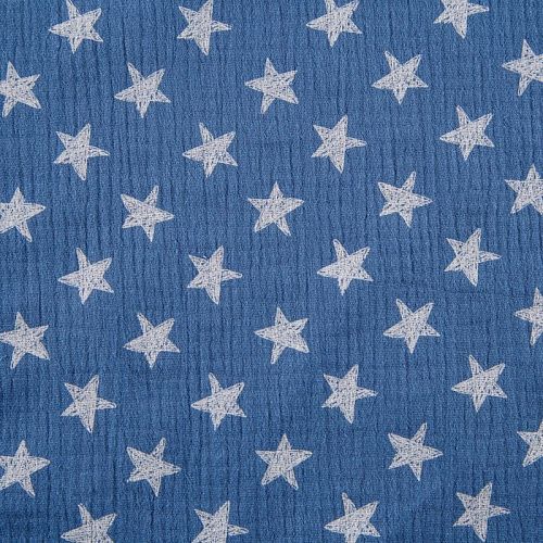 Муслин 071-12335 сине-голубой деним принтованный