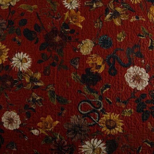 Жаккард 066-14881 красно-терракотовый принтованный