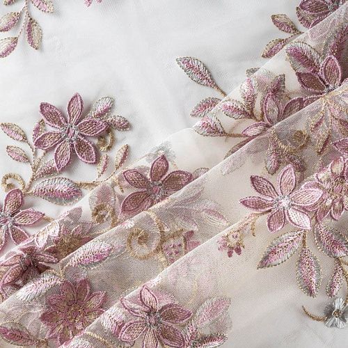 Вышивка на сетке К32-334 бежевый принтованный