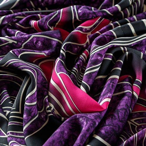 Креп 026-08227 фиолетовый принтованный