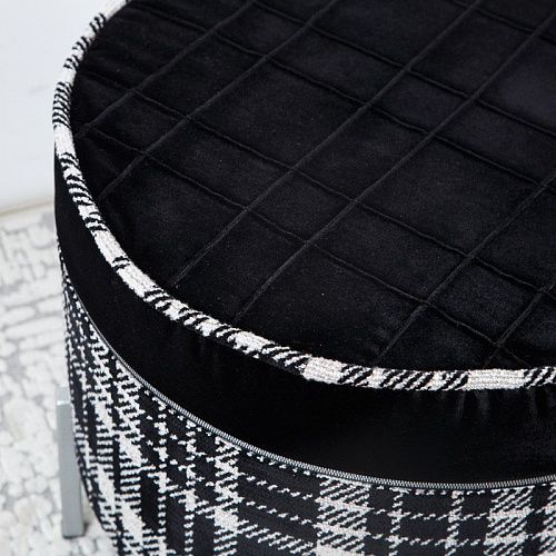 Пуф круглый D 57см  H 47 см черный бархат 521333 