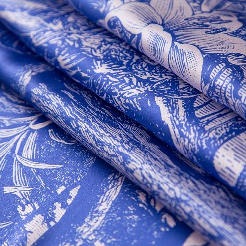Шелк натуральный Dior 064-19249 голубой принтованный
