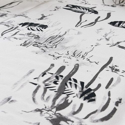 Лен натуральный 035-12099 молочный принтованный