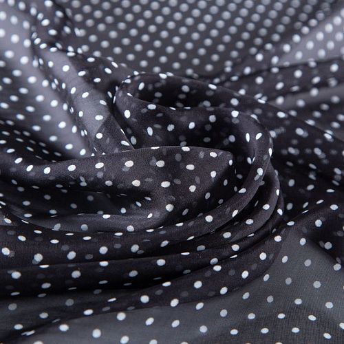 Шифон шелковый 068-20078 черный принтованный