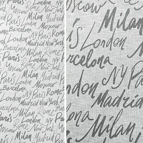 Тюль лен H-300 см 05-01-15431 светло-серый принтованный