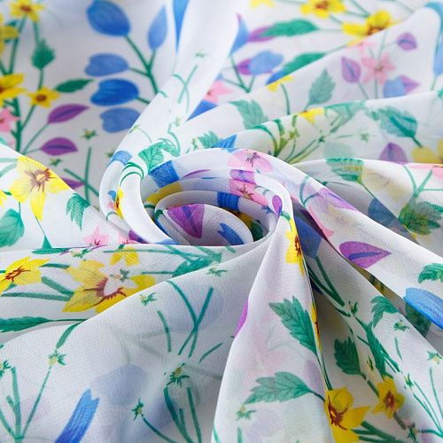 Шифон 068-13080 белый принтованный