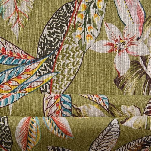 Ткань портьерная H-280 см 19-02-15872 оливковый принтованный