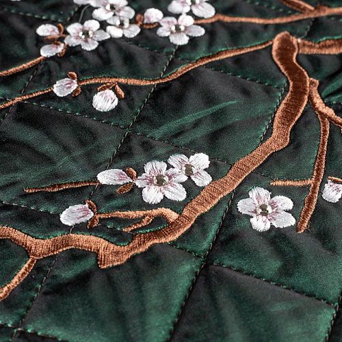 Ткань курточная с вышивкой К20-329 темно-зеленый