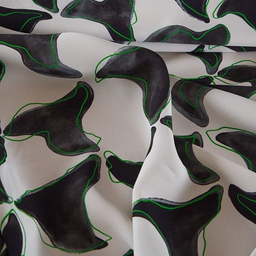 Креп 026-16218 молочный принтованный