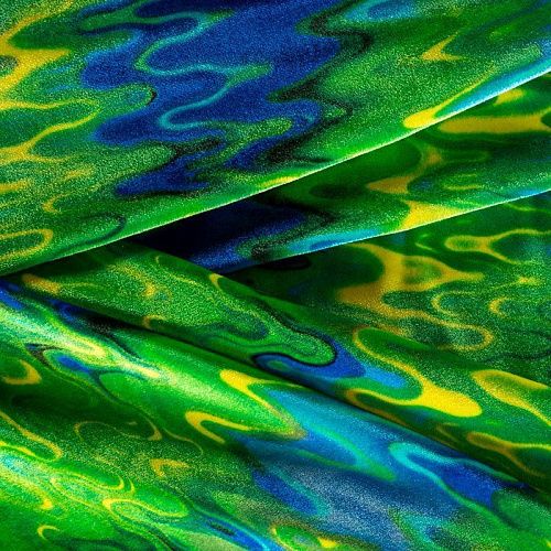 Бархат стрейч 002-04308 зеленый принтованный