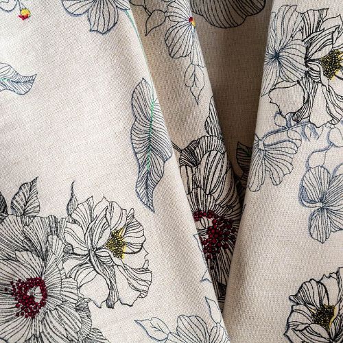 Лен натуральный К36-094 экрю принтованный