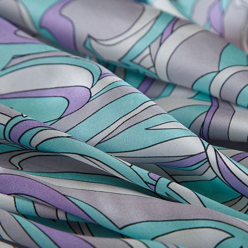 Шелк натуральный Emilio Pucci 064-19151 мятно-лавандовый принтованный