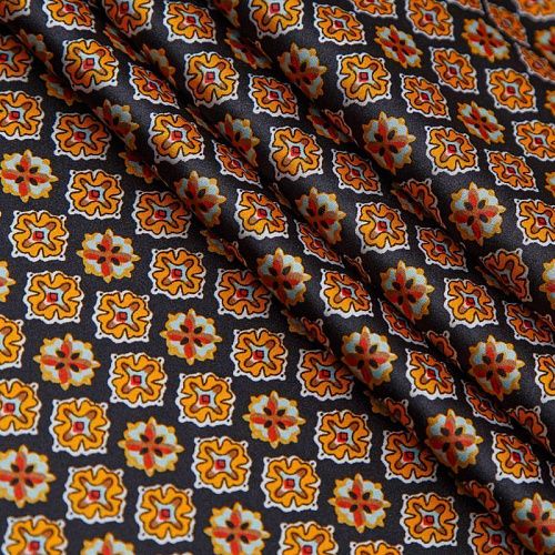 Шелк синтетический 065-13796 черный принтованный