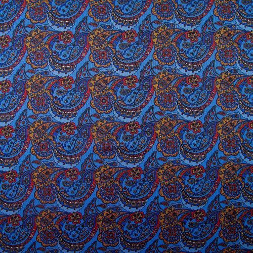 Твил-шелк натуральный 064-19918 синий принтованный