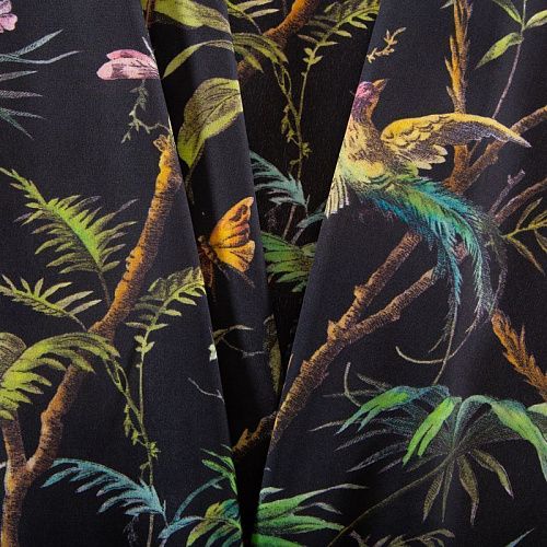 Шифон шелковый 068-19642 черный принтованный