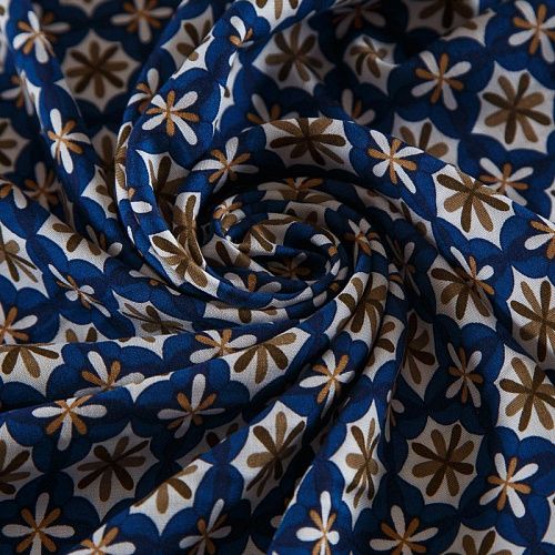 Штапель 069-17530 темно-синий принтованный