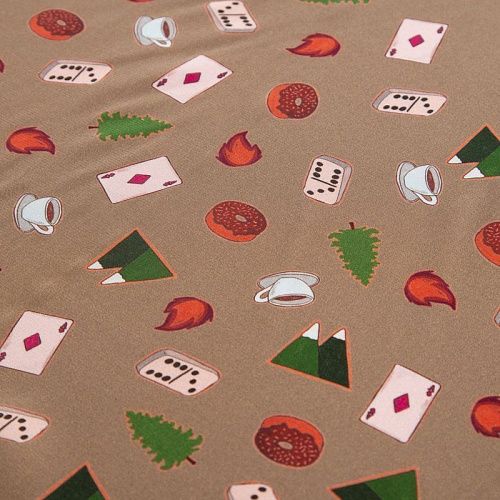 Креп вискозный 026-12177 серо-бежевый принтованный