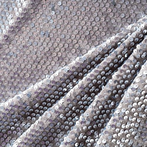 Бархат с пайетками К24-049 серебристо-серый 