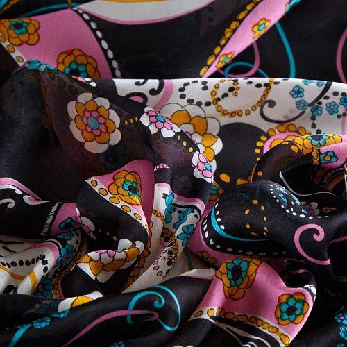 Шелк натуральный 064-12345 черный принтованный