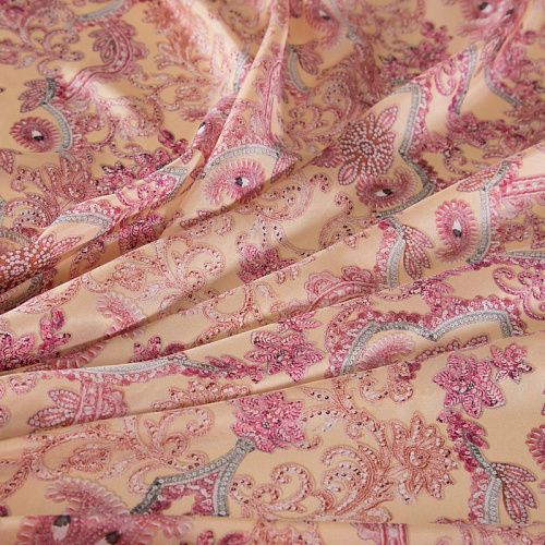 Шелк натуральный Etro 064-19247 персиковый принтованный