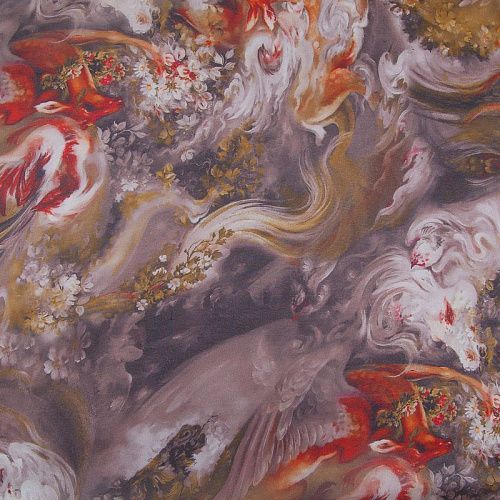 Шифон 068-17462 серый принтованный