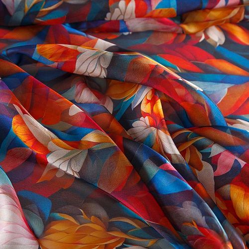 Шифон 068-17451 синий принтованный