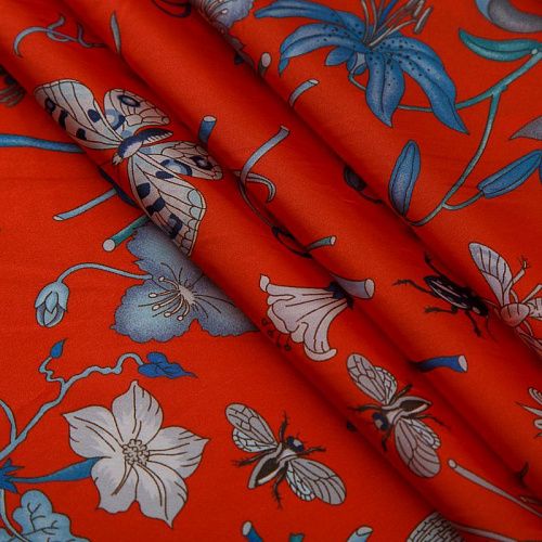 Ткань плащевая Gucci 042-19107 красный принтованный