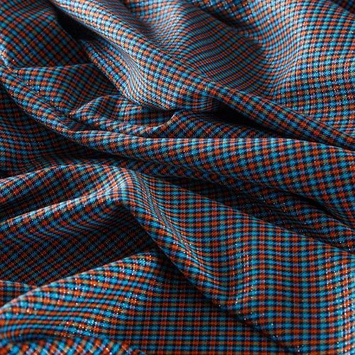 Ткань костюмная с люрексом 025-12135 лазурно-оранжевый