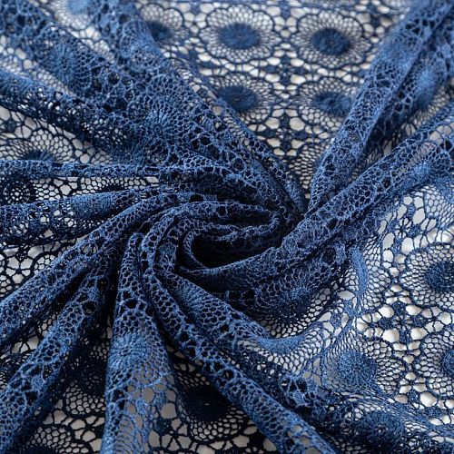 Гипюр-макраме К21-1072 темно-синий