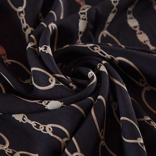 Креп-шифон вискозный 027-16408 черный принтованный