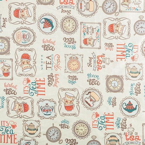 Рогожка 048-03537 кремовый принтованный