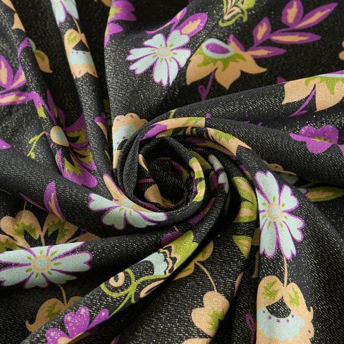 Вискоза с люрексом 009-12076 черный принтованный