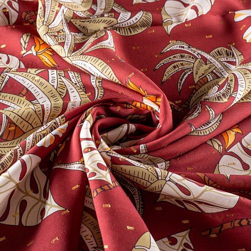 Штапель с люрексом 069-1010 терракотовый принтованный