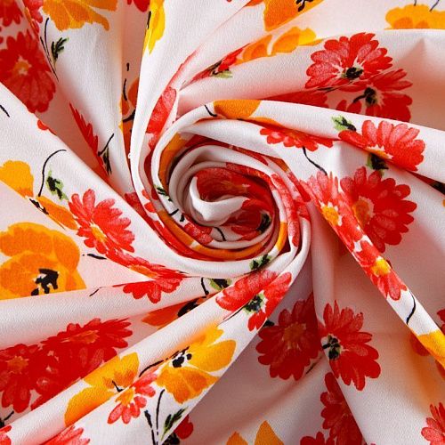 Коттон стрейч 063-12117 белый принтованный