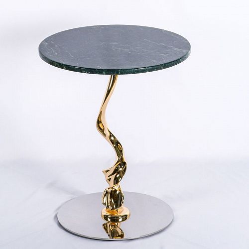 Столик журнальный d-40 см BJ-228-green металл/камень