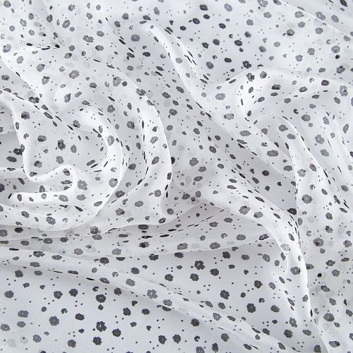 Шифон шелковый 068-20066 белый принтованный