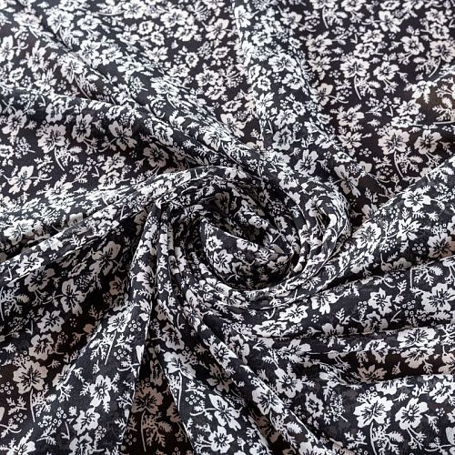 Креп-шифон 027-01437 черный принтованный