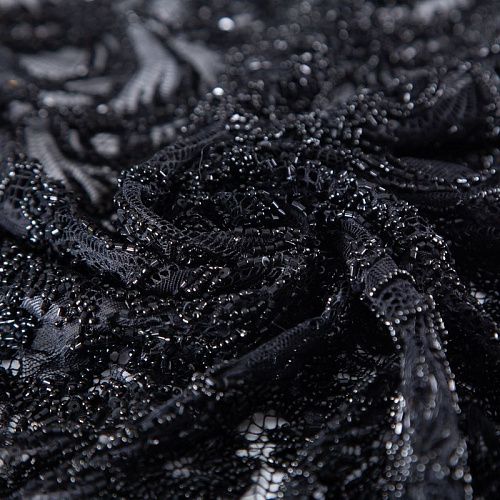 Шантильи с вышивкой и бисером 031-19788 черный