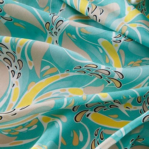 Штапель 069-17432 мятно-бирюзовый принтованный