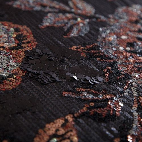 Пайетки на сетке 055-17139 черный/бронза