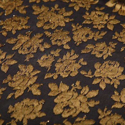 Шифон шелковый с люрексом Yves Saint Laurent 068-19076 черный/золото