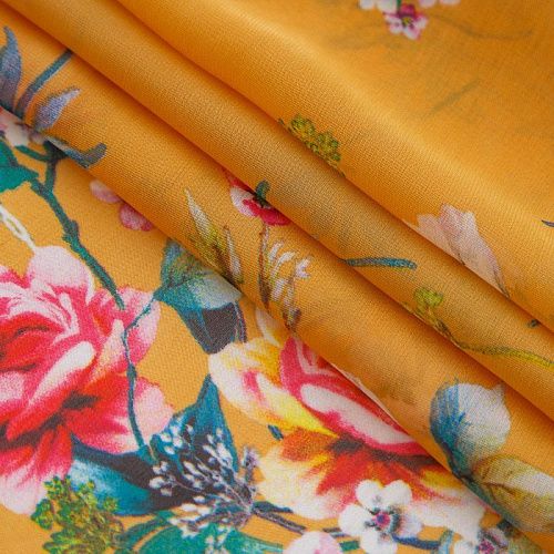 Шифон 068-17423 желтый принтованный